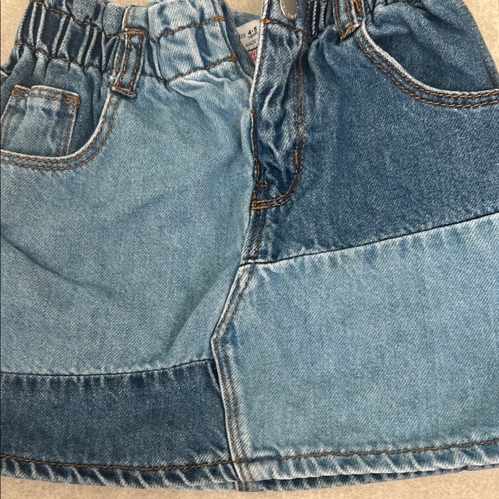 Zara Blue Patchwork Denim Skirt